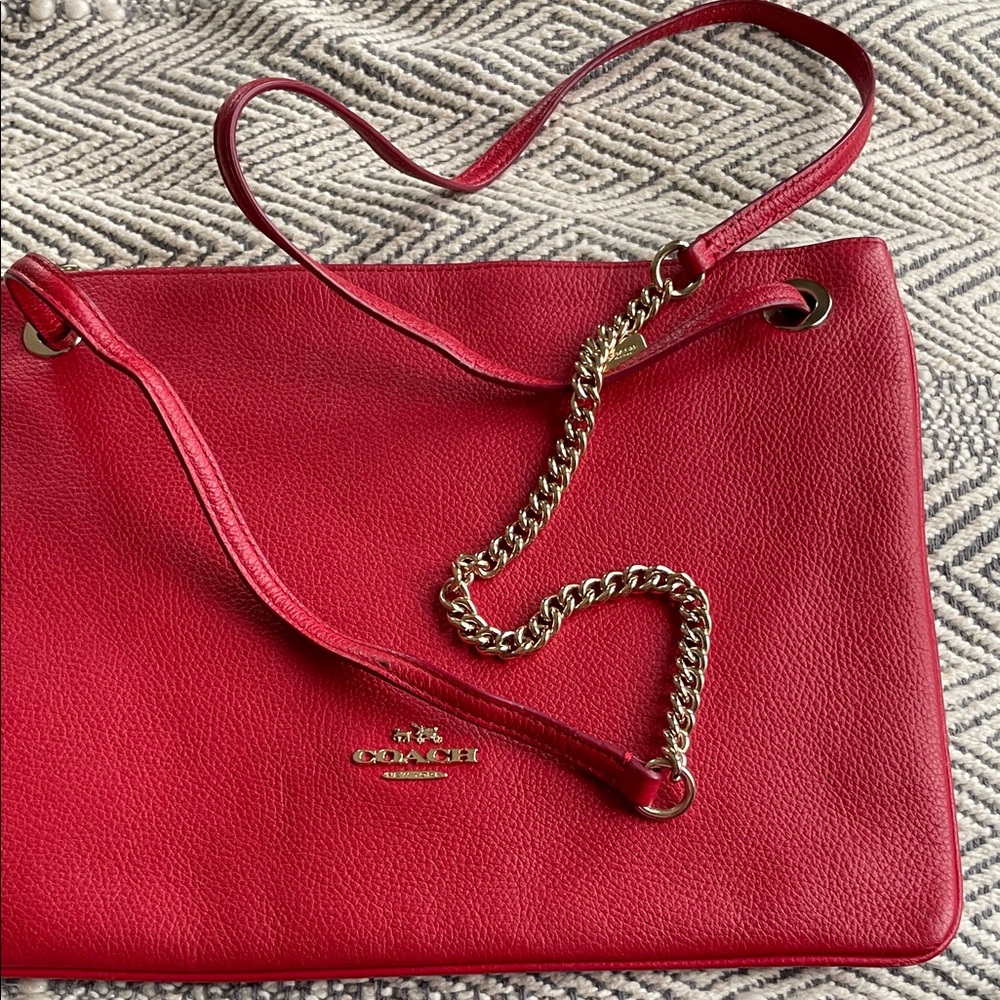 Coach Cherry Red Leather Shoulder Bag - Picture 2 of 5